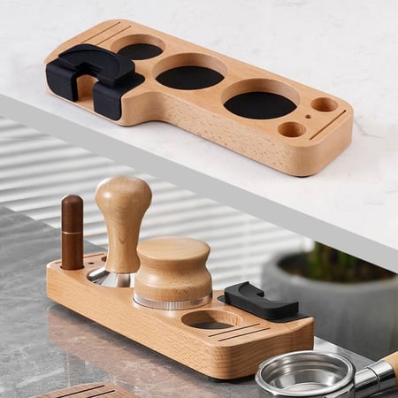 قطعة ترتيب تحضير وتثبيت اسبريسو من خشب الورد مع قاعدة مضادة للانزلاق