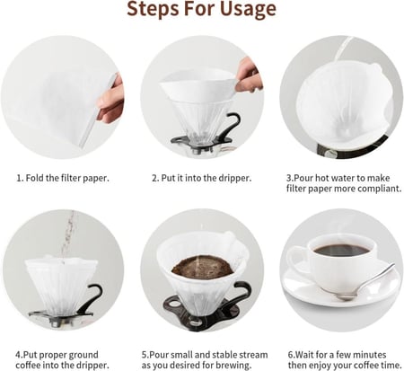 فلاتر ورقية V60 2-4 أكواب، 100 قطعة بيضاء، لتحضير القهوة