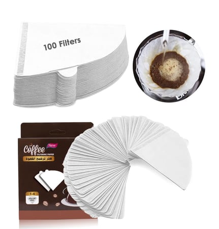 فلاتر ورقية V60 2-4 أكواب، 100 قطعة بيضاء، لتحضير القهوة