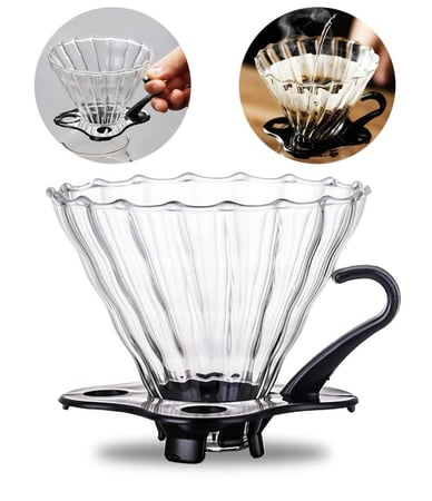 أداة تقطير قهوة V60 زجاجية من Omran Cart سعة 2 إلى 4 أكواب