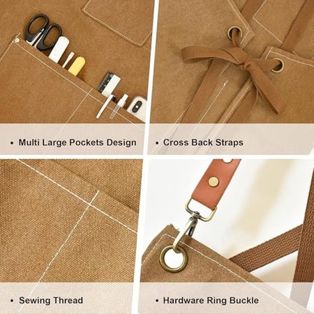 مريلة قطنية من Omran Cart مقاس كبير للجنسين لون بني