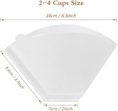 فلاتر قهوة ورقية شكل U لون أبيض مقاس 102 عدد 100