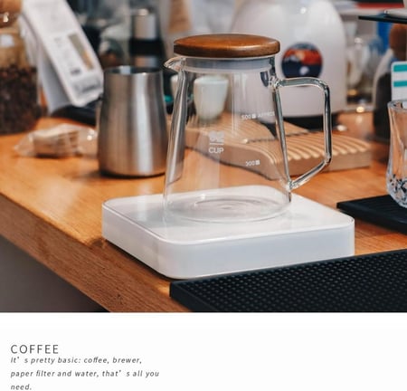 إبريق تقديم قهوة زجاجي مع غطاء خشبي