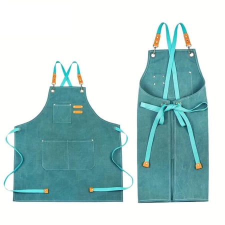 مريلة قطنية مقاس كبير للجنسين لون أخضر مزرق