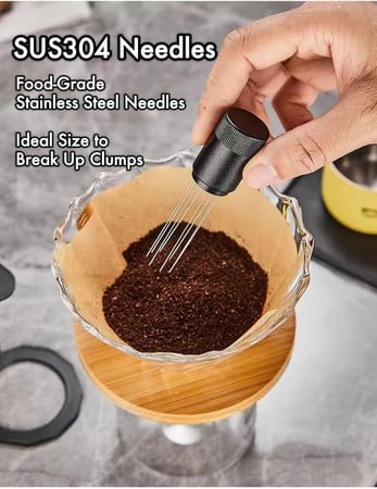 أداة توزيع قهوة WDT مع حامل مغناطيسي ستانلس ستيل لتوزيع القهوة