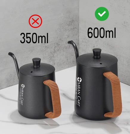 غلاية قهوة للتقطير 600 مل ستانلس ستيل بفوهة منحنية ومقبض بحبل عازل