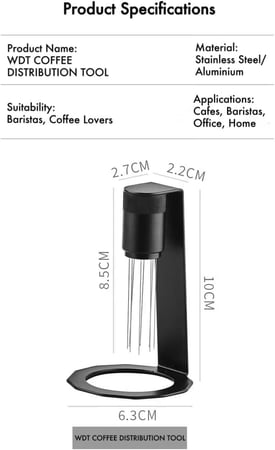 أداة توزيع قهوة WDT مع حامل مغناطيسي ستانلس ستيل لتوزيع القهوة