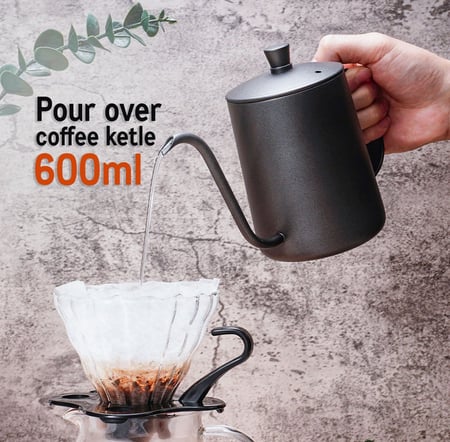 طقم قهوة V60 للتقطير مع سيرفر وقطارة وميزان وغلاية ومطحنة طراز خشبي