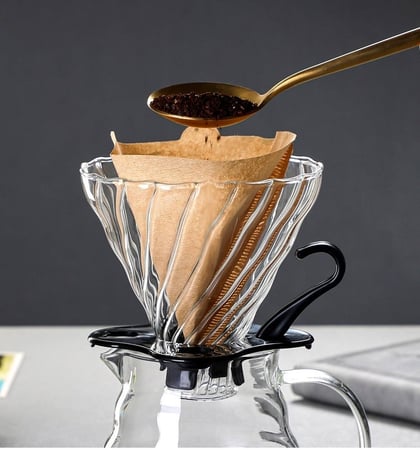 طقم تحضير قهوة V60 من Omran Cart مع سيرفر زجاجي