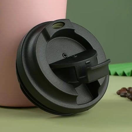 كوب سفر قهوة 12 أونصة ستانلس ستيل لون وردي مرجاني بعزل مزدوج