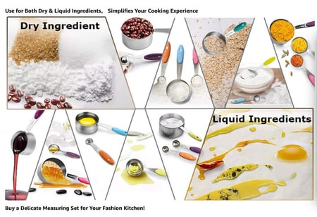 مجموعة اكواب وملاعق قياس 10 قطع في قوالب طهي من الفولاذ المقاوم للصدأ