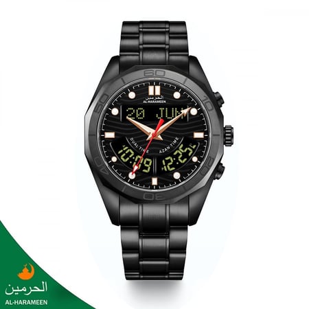 ساعة الحرمين الفاخرة  HA-7116 FBB نسخة البلاك أديشن ساعات اسلامية