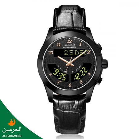 ساعات الحرمين جلد HA-6100 اذان الفجر الظهر العصر AL-HARAMEEN WATCH