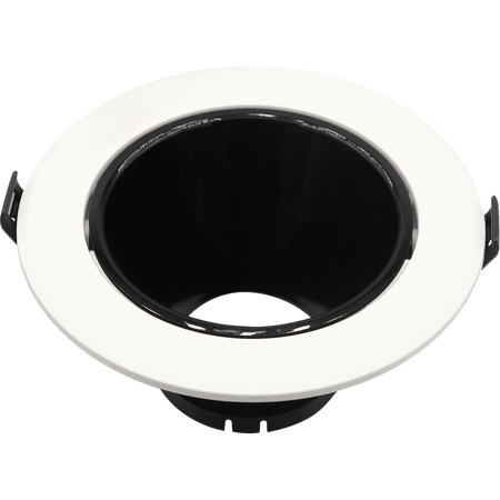 اطار مانع توهج مفرد دائري متحرك 10سم اطار ابيض بعاكس اسود