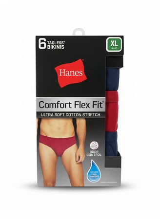 طقم سراويل داخلية رجالية Hanes Comfort Flex Fit® Bikinis (6 قطع)