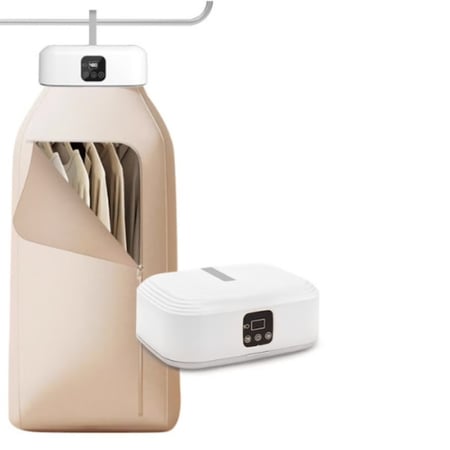 مكواة بخار عامودية بقوة 2000 واط وسعة خزان مياة 1.8 لتر سريعة التسخين من دينكس + مجفف ملابس كهربائي متنقل قابل للطي هدية