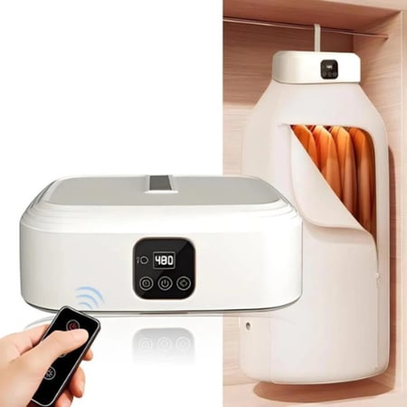 مكواة بخار عامودية بقوة 2000 واط وسعة خزان مياة 1.8 لتر سريعة التسخين من دينكس + مجفف ملابس كهربائي متنقل قابل للطي هدية