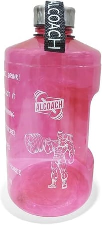 الكوتش زجاجة مياه بسعة جالون مع اوقات للشرب - زجاجة مياه 2.2 لتر/74 اونصة - زجاجة مياه تحفيزية - زجاجة مياه كبيرة لصالة الالعاب الرياضية - زجاجة مياه رياضية مع مؤشر للوقت - (احمر 5)