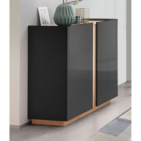 خزانة أحذية بدرفتين لون أسود مع بيج من ياقوتة