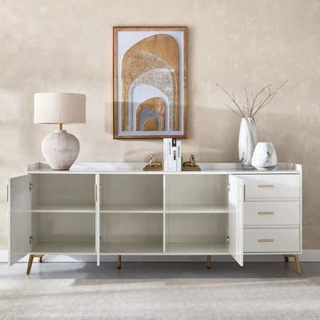 بوفية مجموعة أركان لون أبيض من ياقوتة