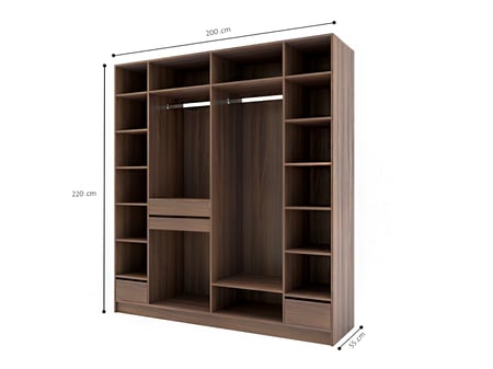 خزانة ملابس شبابية وعصرية بدون أبواب لون بني خشبي