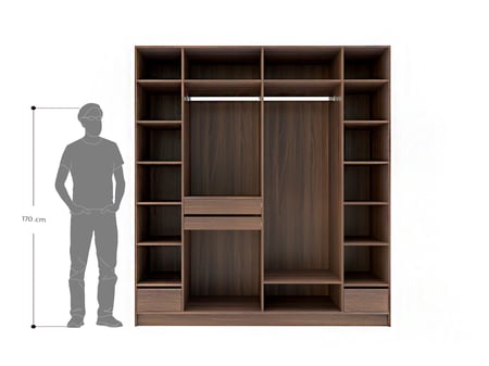 خزانة ملابس شبابية وعصرية بدون أبواب لون بني خشبي