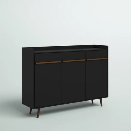 بوفيه خشب بثلاث درفات لون أسود