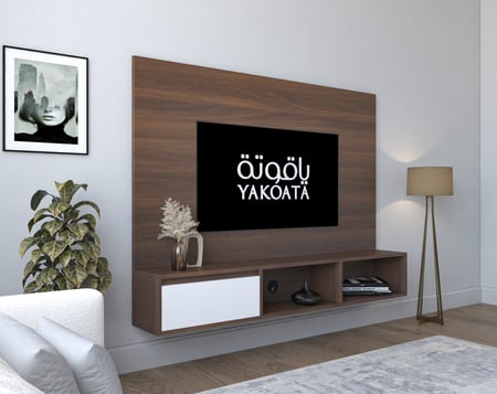 طاولة تلفزيون معلقة خشب لون بني