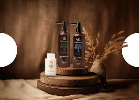 عناية ناعمة مع شامبو و بلسم و مرمم و محسن بزيت الأرغان لشعر صحي و متألق ..