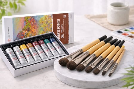 مجموعة الوان زيتيه الوان انطباعيه رسم انطباعي فرش رس شعر طبيعي