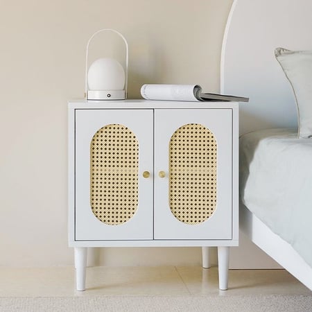 كومودينو خشبي مع راتان