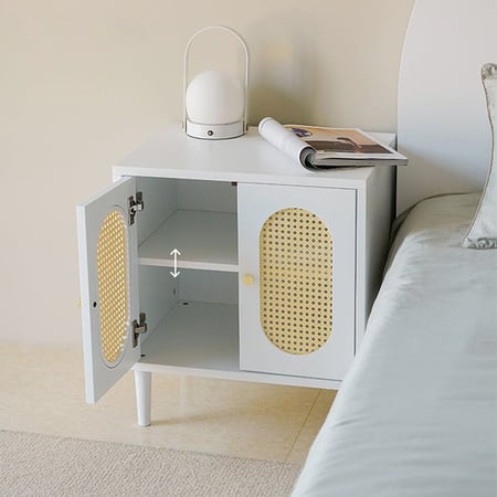 كومودينو خشبي مع راتان