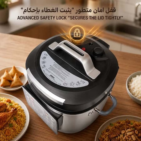 قدر ضغط ريبون مع قفل أمان متطور لطهي آمن وسريع