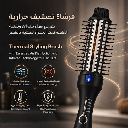 فرشاة تصفيف حرارية بتوزيع هواء متوازن