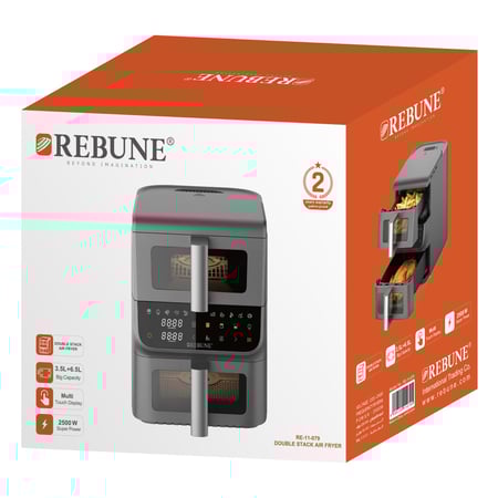 ريبون قلاية هوائية مزدوجة - 2500 واط , شاشة عرض رقمية تعمل باللمس - RE-11-079