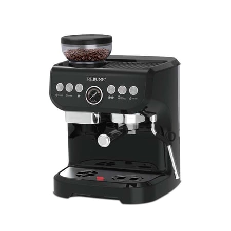 ريبون ماكينة قهوة اسبريسو 1450 واط - 1 لتر - 15 بار - أسود - RE-6-036
