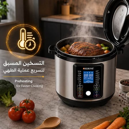 قدر كهربائي بخاصية التسخين المسبق لتسريع عملية الطهي