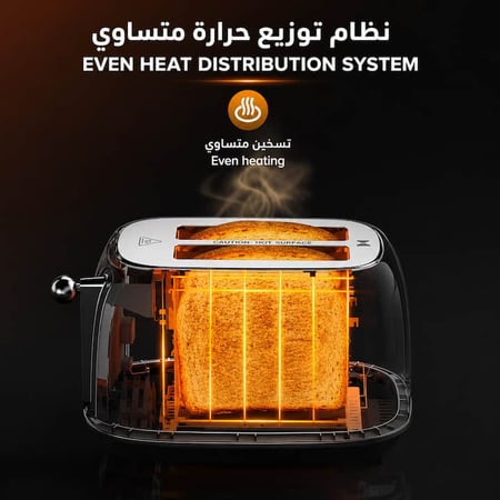 نظام توزيع حرارة متساوي داخل حماصة الخبز الكهربائية