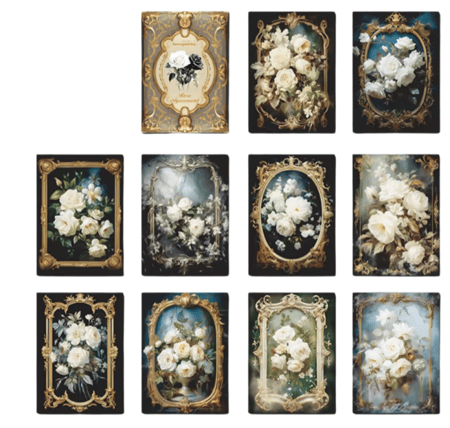 30 ورقة / حزمة أوراق حرفية زخرفية بطابع زهور فينتاج