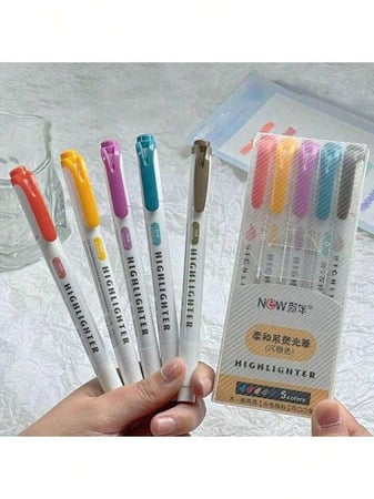 أقلام تحديد هايلايت برأسين بعدة ألوان فلورسنت لتمييز النصوص والملاحظات