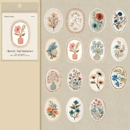 45 ملصق ورقي بطابع إطارات الزهور بعدة ألوان مختلفة
