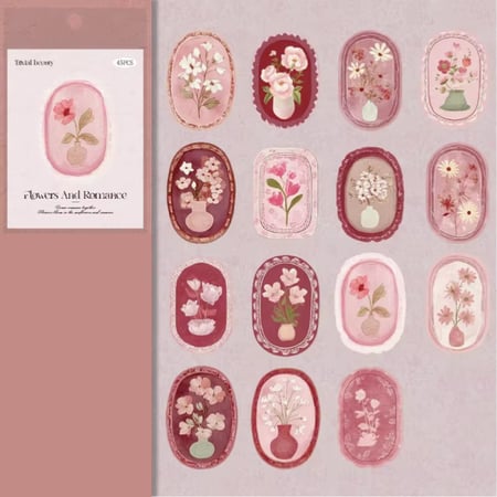 45 ملصق ورقي بطابع إطارات الزهور بعدة ألوان مختلفة