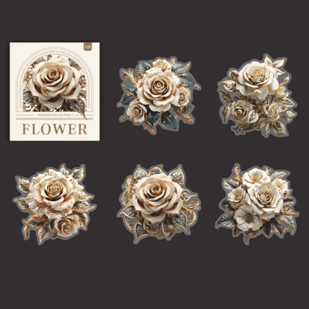 10 أوراق بحجم كبير بطابع الزهور بعدة ألوان