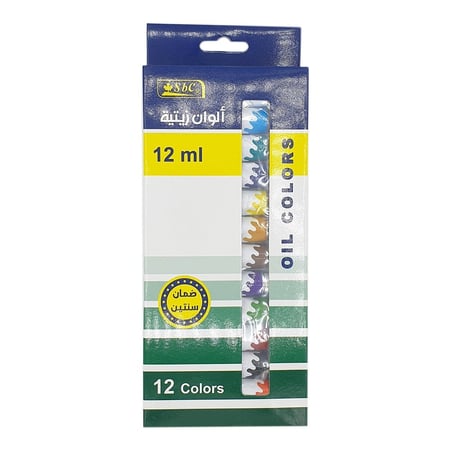 الوان زيتية 12 لون 12 مل عصارة SBC Oil Colors