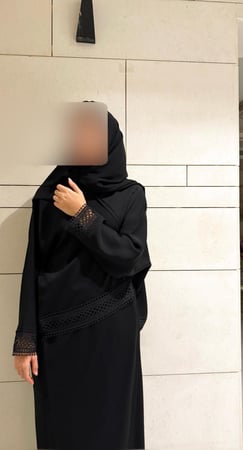 Half Bisht – Black with Lattice Trim