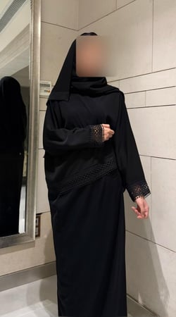 Half Bisht – Black with Lattice Trim