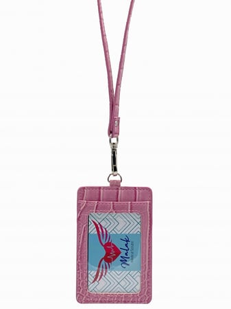 حامل البطاقة على الرقبة من الجلد الفاخر