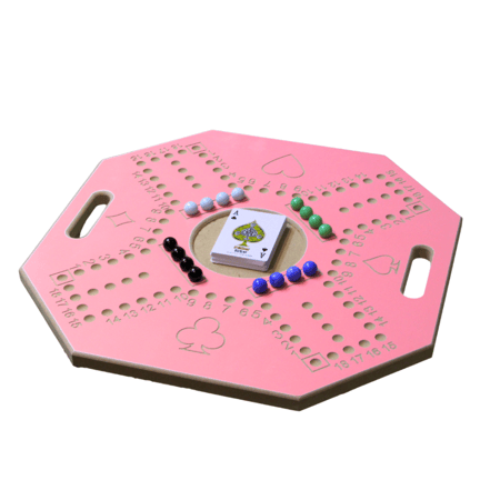 لعبة لوح خشبي وسط لعبة جاكارو مرقم مع كرات زجاجية وبطاقات - لون وردي