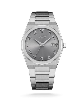 ساعة رجالية من الستيل بميناء رصاصي - Storm Grey