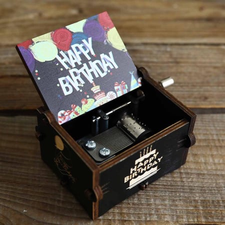 صندوق موسيقى أسود Happy Birthday